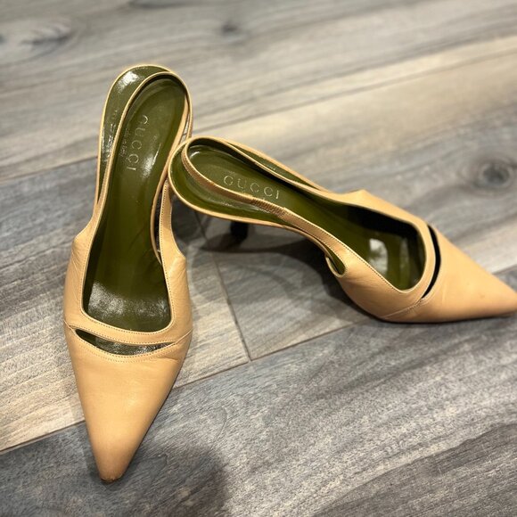 GUCCI - Nude Sling Back Kitten Heel - Picture 1 of 5